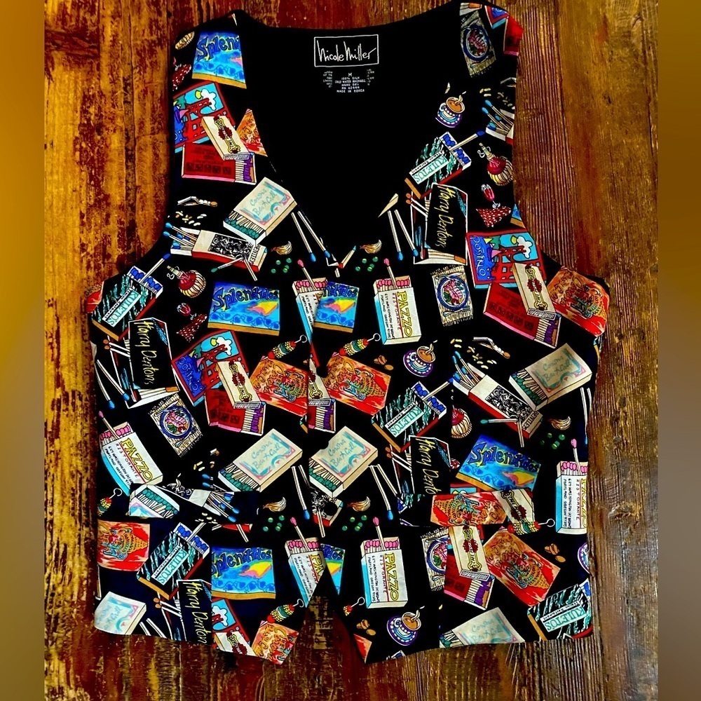 Nicole Miller Vintage 90s matchstick silk vest size medium